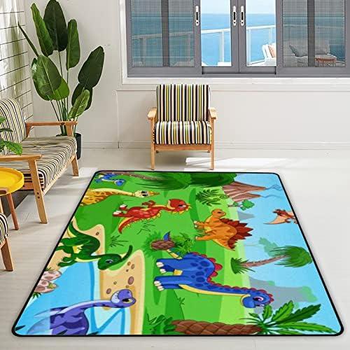 שטיח שטיח שטיח שטיח דינוזאור חיות נוף והר געש שטיח שטיח שטיח מחצלת ילדים משחקים מחצלת 7 'x 5' לחדר שינה בסלון