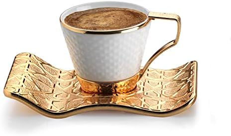 מר זוני אספרסו כוסות קפה טורקיות עם מחזיקי מתכת ומוצרי צלוחיות