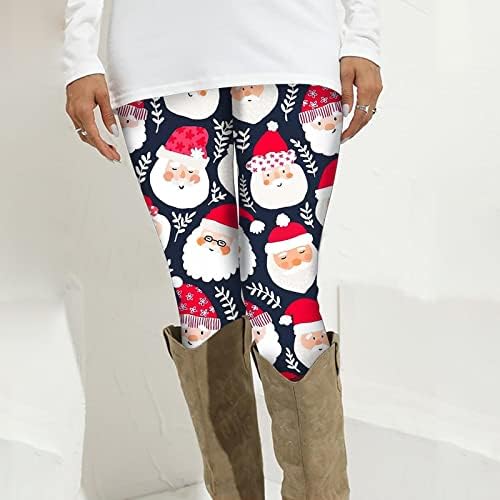 חותלות נשים Xiloccer מכנסי מגף מודפסים חג המולד מכנסי מותניים נוחים מכנסי תערובת חדשים חותלות בתוספת מכנסי צ'ינו