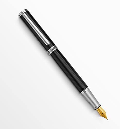 עט נובע שחור קלאסי של ביילונר, ציפורן משובחת מוזהבת 24 קראט, ערכת מתנות עט מהודרת אלגנטית לגברים ונשים-כוללת