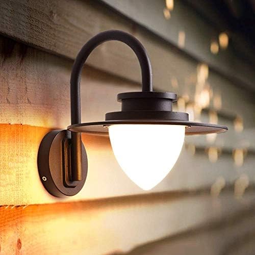OXVUE וינטג 'מנורה קיר ראש יחיד, LED חיצוני קיר אטום למים אור תעשייתי כפרי נורדי זכוכית רטרו רטרו עץ אלומיניום