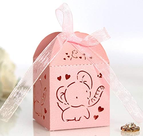 50 יחידות חלול פיל דפוס פיל קופסאות קופסאות מתנה תיקי מתנה לטובת חתונה למקלחת לתינוק