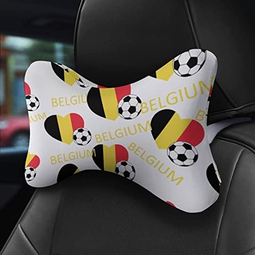 אהבה כרית צוואר מכונית כדורגל בבלגיה לנהיגה סט של 2 מושבים כרית ראש כרית ראש מנוחה תמיכה בצוואר