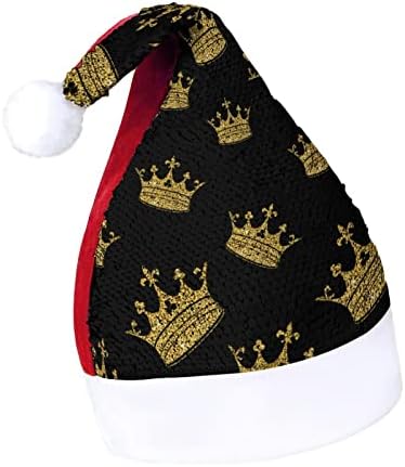 זהב כתר פאייטים חג המולד כובעי סנטה חג המולד כובע למבוגרים שמח חג המולד המפלגה תלבושות בני כובע