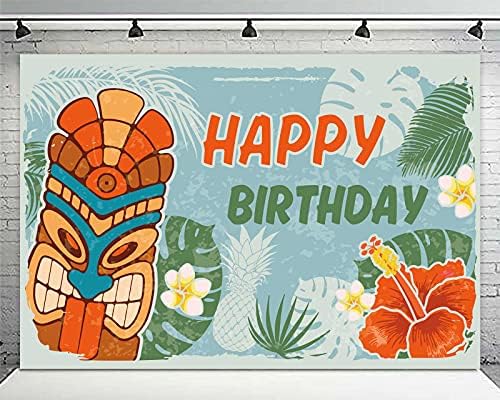 יום הולדת שמח באנר רקע הוואי אלוהה טוטם דקל עץ עלים נושא דקור עבור טיקי בר ואאו הוואי קיץ מסיבת תינוק מקלחת