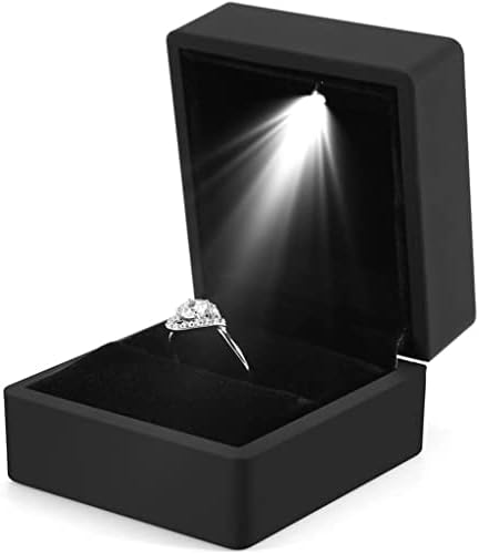 טבעת תיבת עם הוביל אור תכשיטי יהלומי טבעת תיבת אחסון זוהר חתונה טבעת תכשיטי מארגן אחסון מתנה