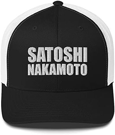 כובע נהג משאית סאטושי נקמוטו, סאטושי נקמוטו, כובע סאטושי, כובע נהג משאית רקום סאטושי נקמוטו