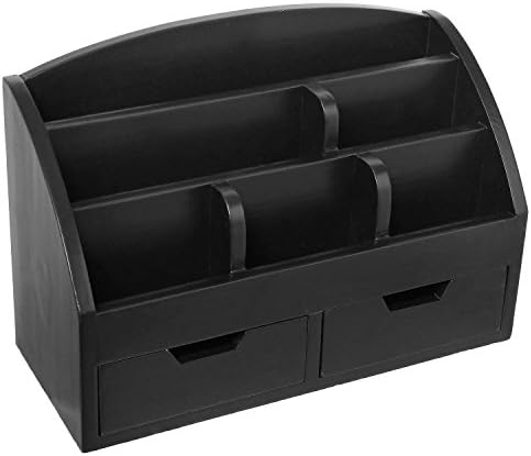 מודרני שחור עץ שולחן עבודה מכתבים וציוד משרדי ארגונית עם 2 אחסון מגירות 6 תאים, דואר מחזיק אותיות