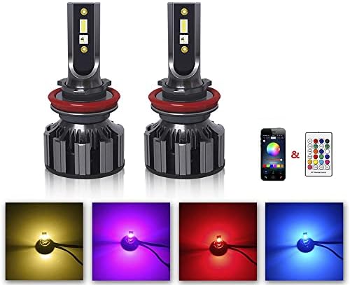 NICOKO H11/H9/H8 RGB LED LED נורה נורת נורה רב -צבעונית אפליקציה אלחוטית בקרת Bluetooth 2 ב 1