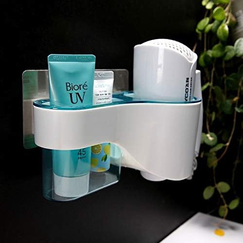 ZZXXC קיר מדף מקלחת תלויה, פלסטיק אמבטיה ללא מארגן קידוח מדפי אחסון עם כוס יניקה חזקה אפור ， Bliu