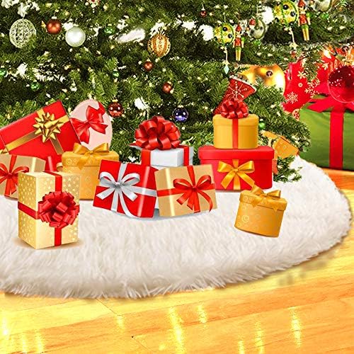 עץ חג המולד של קונסייט חצאית קטיפה קישטון עץ חג עץ עגול שלג לבן חג המולד עץ עץ חצאית מחצלת כיסוי לבסיס לעיצוב