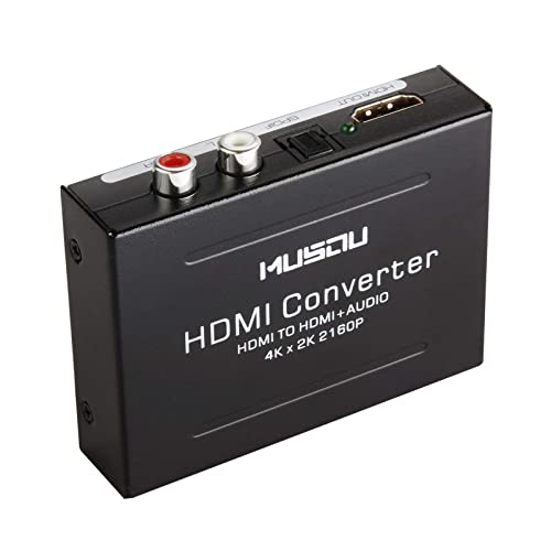 חולץ שמע HDMI V1.4, HDMI ל- HDMI + טוסלינק אופטי + RCA פלט אנלוגי סטריאו וידאו תמיכה ממיר מפצל שמע 4K, שחור ...