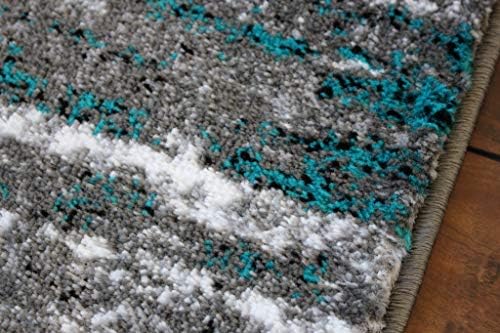 שטיחי מצדה, שטיח אוסף סטפני שטיח עיצוב עכשווי מודרני 1102 אפור לבן שחור טורקיז מבטא ארוך רץ