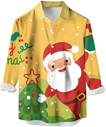 חולצות חג המולד של Wybaxz לגברים גברים שרוול ארוך מזדמן סתיו חורף חג המולד 3D חולצות מודפסות