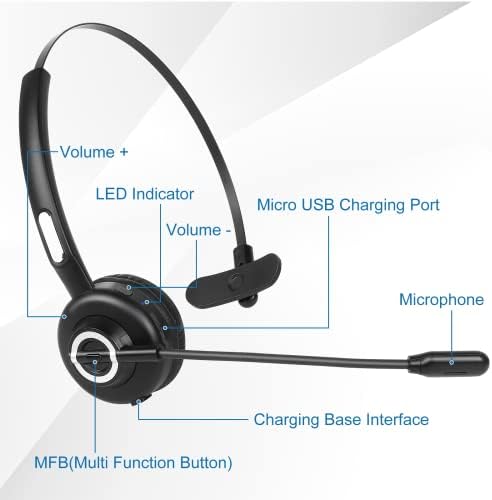 אוזניות Bluetooth נוחות, אוזניות אלחוטיות UX-M97 עם מיקרופון, אוזניות טלפון סלולרי אלחוטי עם בידוד