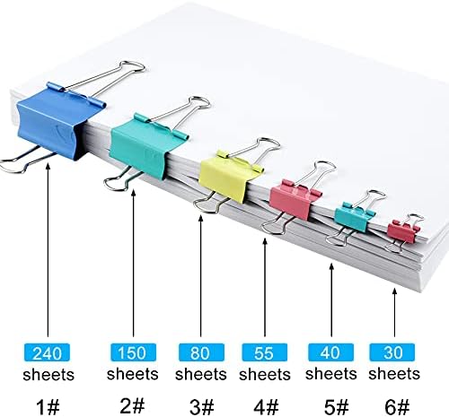 Sannix 110 PCS קליפים קלסר צבעוניים, x גדולים, גדולים, בינוניים, קטנים, מיני ומיקרו, קליפים צבעוניים צבעוניים