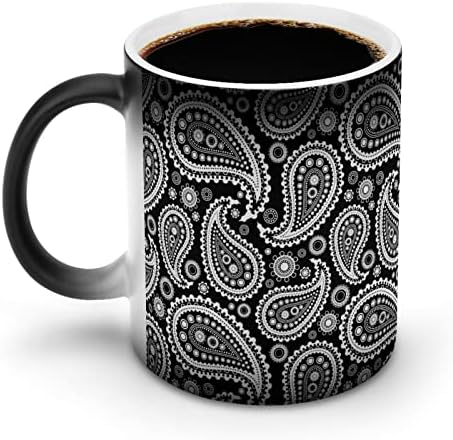 פייזלי פרחוני הדפסת לבן יצירתי שינוי צבע קרמיקה קפה כוס חום שינוי ספל מצחיק עבור בית משרד
