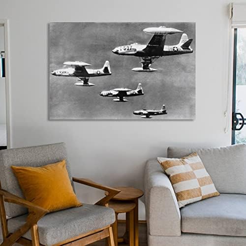 אמנות קיר בשחור לבן ארבע F-80 קרב קרב קרב קרב קרב משימה פוסטר צבאי פוסטרים צביעה פוסטרים והדפסים תמונות