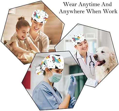 דפוס כלב נקי 2 יח 'כובעי בופנט מתכווננים עם כפתורים וכיסויי עניבת ראש סרט זיעה