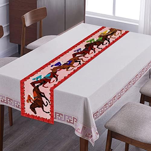 קנטאקי דרבי רץ לשולחן מרוצי סוסים שולחן כיסוי לרוץ ורדים פשתן עבור מסיבת חג אוכל חדר מטבח עיצוב הבית