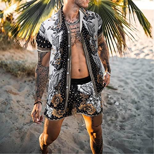 תלבושות אימוניות 2 חלקים לגברים חולצה הוואי פרחונית פרחונית ומערכות קצרות הדפס 3D הדפס הוואי חוף קיץ