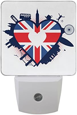 סט של 2 בריטניה בצורת לב דגל בריטי איחוד ג ' ק ביג בן אוטובוס תה סיר לונדון עין גשר כדורגל גלשן פולקה דוט אוטומטי
