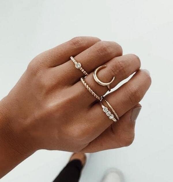 טבעות נשים אופנה 5 מחשבים/טבעת נישואין סט טבעת אירוסין ליהלום מדומה לנשים מתנות תכשיטים טבעות וינטג '