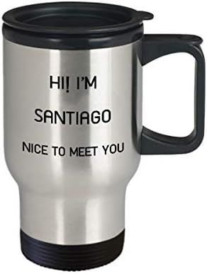 אני ספל נסיעות סנטיאגו שם ייחודי מתנת כוס מתנה לגברים נשים 14oz נירוסטה