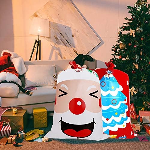 ויילין 4 יחידות גדול חג המולד פלסטיק שקיות, חג המולד גדול שקיות עם תגים עבור גלישת מתנה
