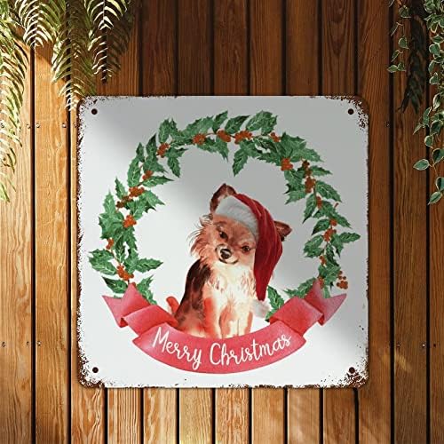 גואנגפט וינטג 'שלט חג מולד חג שמח אלומיניום מתכת שלט מתכת חג חג המולד שלט מתכת חיות מחמד פודל