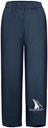 מכנסי קאפרי לנשים נשים מכנסיים מזדמנים מוצקים מכנסיים מודפסים מכנסיים מותניים אלסטיים מכנסי רגל רחבים