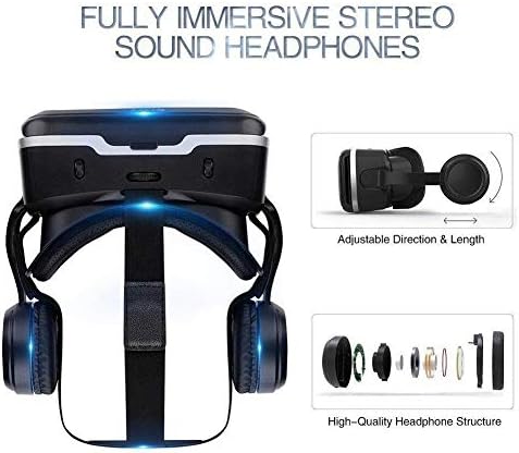 משקפי מציאות מדומה 3, אוזניות מציאות מדומה 108,אוזניות מציאות מדומה עם הגנה על העיניים, עם שלט רחוק וגיימפאד לסמארטפונים,