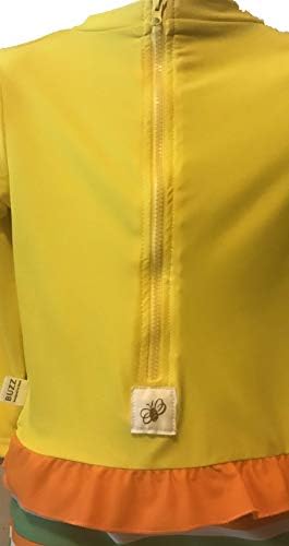 שומר פריחה צהוב בגד ים תינוקת/ילד חתיכה אחת הגנה על שמש שרוול ארוך בגדי ים UPF 50+ בגד ים