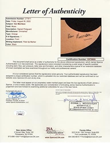 ואן מוריסון חתם על חתימה בגודל מלא פנדר גיטרה אקוסטית עם אימות ג 'יימס ספנס ג' יי. אס. איי. קואה - זמרת