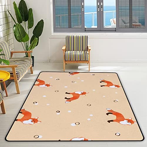Xollar 60 x 39 בשטיחים גדולים של ילדים גדולים של שועלים בצבעי מים מצוירים משתלה רכה פליימת שטיח פליימאט