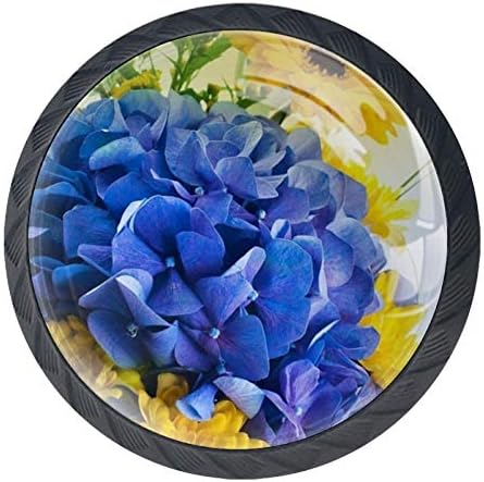 4 יחידות פרחים חרציות קבינט ידיות עגול זכוכית מגירת ידיות מושך עבור מטבח ריהוט חומרת ארון שידת