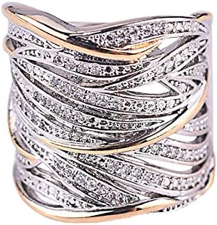 2023 חדש חדש יצירתי מצופה שני צבע אמיתי זהב זירקון טבעת נשי אירוסין טבעת טבעות גודל 12 נשים