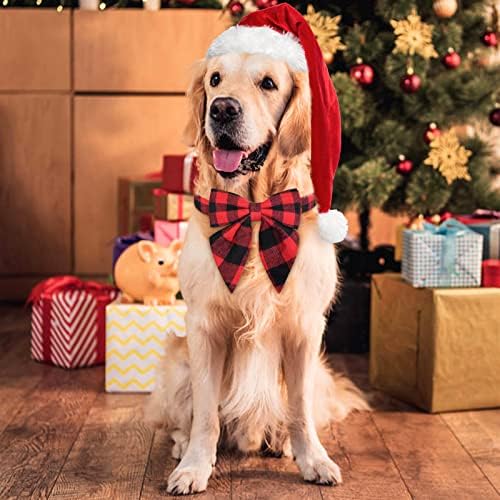 צווארון כלבי חג מולד מליל יותר עם עניבת פרפר, צווארון כלבים משובץ בקלאס לחג המולד