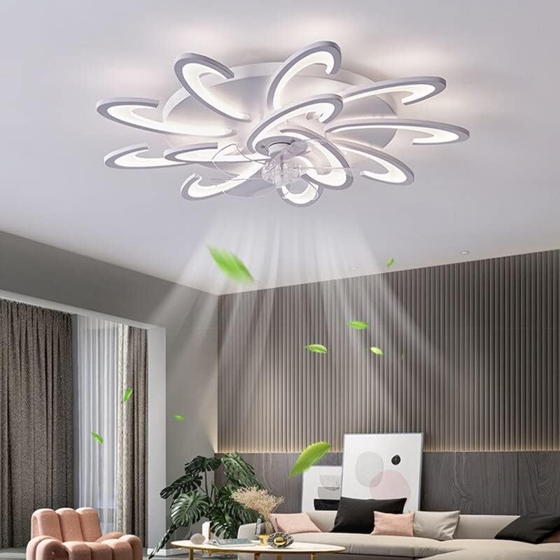 מנורת תקרת מאוורר יצירתי נורדי עם תאורה מקורה שלט רחוק למאוורר תקרה בסלון עם אורות שלט רחוק