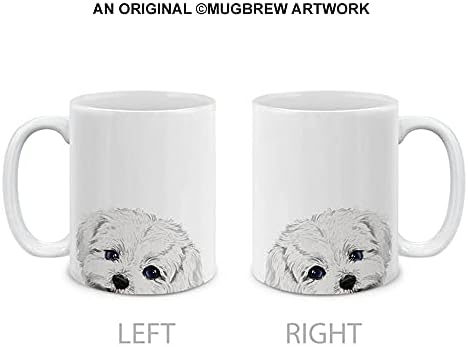 Mugbrew Maltese Dog Ceramic Coffeic Cofe Sug Cup, 11 גרם