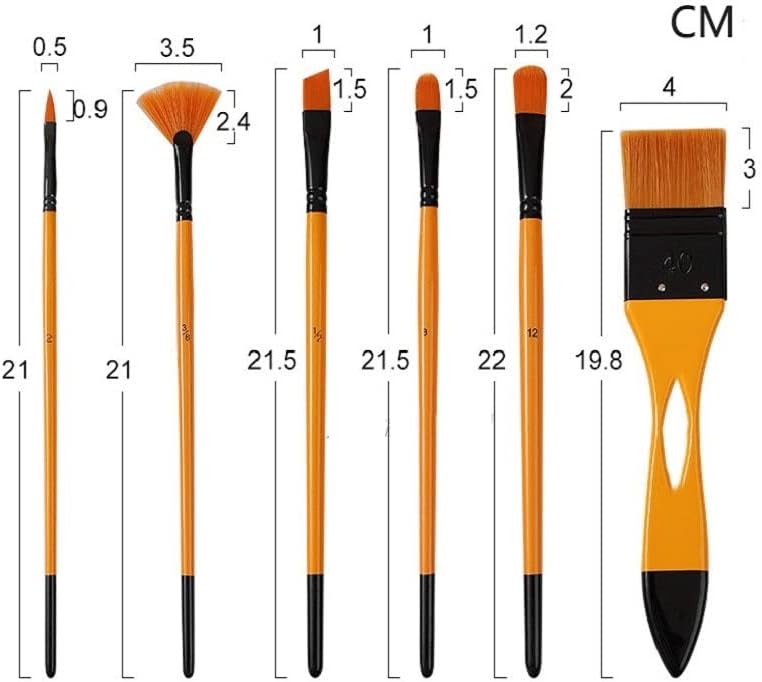 SAWQF 6 יחידות/סט ניילון עץ מעורב מחזיק עט עץ שמן מברשת צבע מברשת אקריליק שמן שמן צבע חומר אמנות