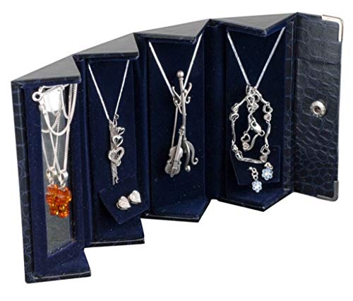 מארגן תכשיטים לטיולים מארז אחסון תכשיטים ניידים עם מראה עגיל, שרשרת, צמיד, טבעות, אדום, סט של 12