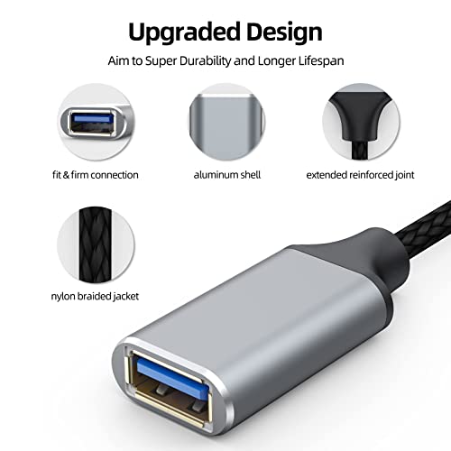 כבל סיומת USB של CLAVOOP 3ft, USB 3.0 מאריך כבלים ניילון קלוע ז'קט USB תואם כבל סיומת למחשב נייד, מדפסת, מצלמה,