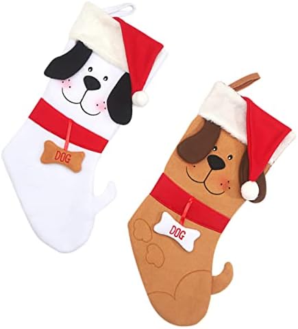 ABAODAM 2 PCS כלב כלב גרב חג המולד אדורוס פרה דה וול תלויה עיצוב גרביים מצוירים גרבי חג המולד קישוטי חג המולד