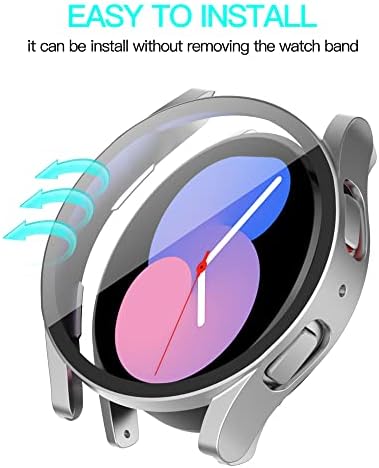 2 חבילות תואמות ל- Samsung Galaxy Watch 5 Case עם מגן מסך זכוכית מחוסמת, פגוש מחשב קשה
