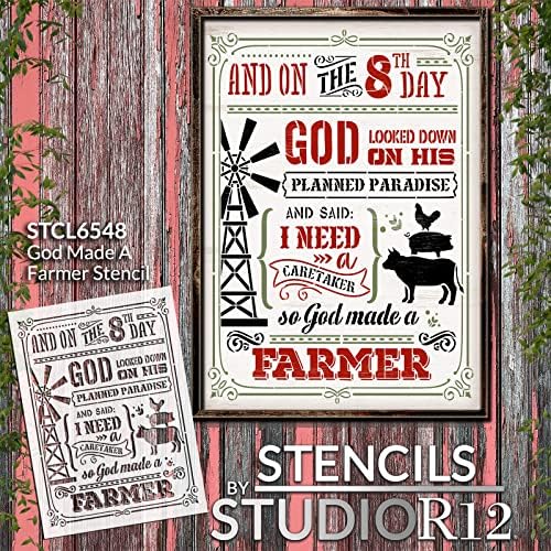 אלוהים עשה סטנסיל חקלאי מאת Studior12 - Select Size - USA Made - Craft Diy Farmhouse Design Home