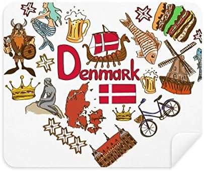 דנמרק אהבת לב נוף לאומי דגל ניקוי בד מסך מנקה 2 יחידות זמש בד