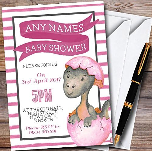 בנות ורוד תינוק דינוזאור אישית תינוק מקלחת הזמנות