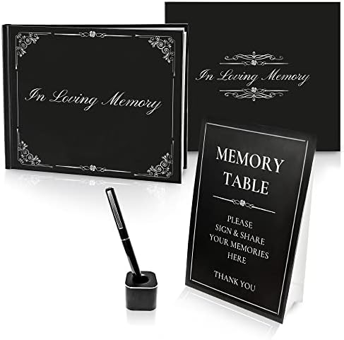 וקס אקומ, מ.מ. הלוויה ספר אורחים עבור אזכרה סט עם עט סטנד-חגיגה של חיים קישוטים, כריכה קשה ב לאהוב זיכרון