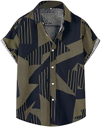 חולצות כותנה כותנה של UBST חולצות הוואי, כפתור שרוול קצר בקיץ למטה חולצה וינטג 'הדפסת גרפיקה צמרות
